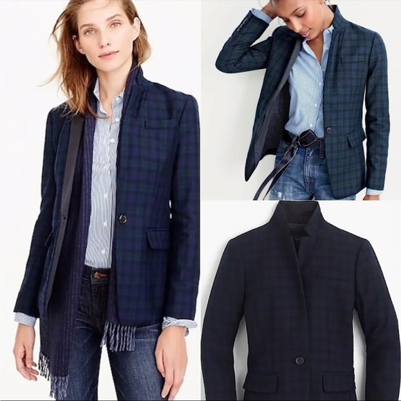 J Crew Black Watch Tartan Regent Blazer size 00 - Picture 3 of 11